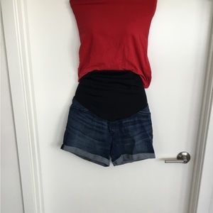 Isabel Over The Belly  Maternity MIDI Blue Jeans Shorts Size 10 $ $25